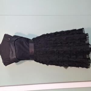 White House Black Market Flowy Black Silk Dress Size 0